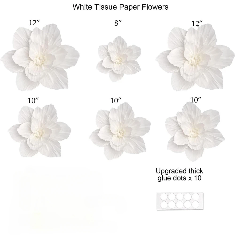 Искусственные бумажные цветы белые 6 шт 
Искусственные бумажные цветы белые 6 шт