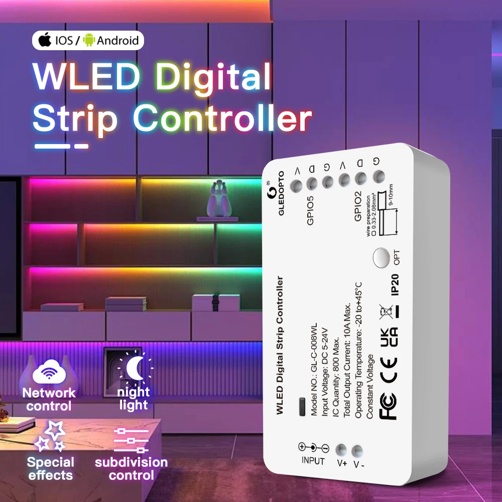 GLEDOPTO WLED Strip Controller LED Lighs Over 100 Dynamic Lighting Modes DIY WiFi APP Control 800 IC RGB RGBW No Need Hub 
GLEDOPTO WLED Strip Controller LED Lighs Over 100 Dynamic Lighting Modes DIY WiFi APP Control 800 IC RGB RGBW No Need Hub