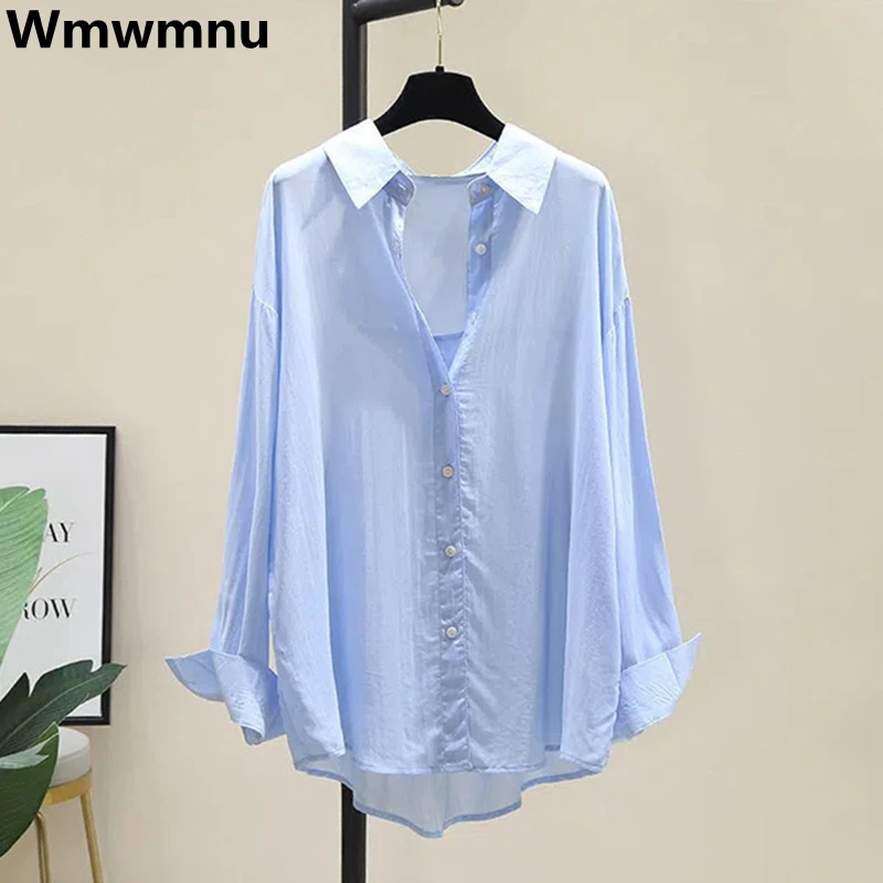 Sunscreen Thin Loose Spring Summer Shirts Elegant Long Sleeve Female Blouse Solid Basic Casual Korean Tops New Trendy Blusas
Sunscreen Thin Loose Spring Summer Shirts Elegant Long Sleeve Female Blouse Solid Basic Casual Korean Tops New Trendy Blusas
