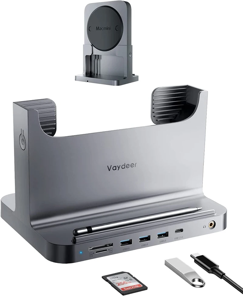 Mac Mini Stand Plastic Dock for Mac Mini 8-in-1 Dock Station Holder with Power Adapter USB 3.0 Port Type C Hub for Data Transfer
Mac Mini Stand Plastic Dock for Mac Mini 8-in-1 Dock Station Holder with Power Adapter USB 3.0 Port Type C Hub for Data Transfer