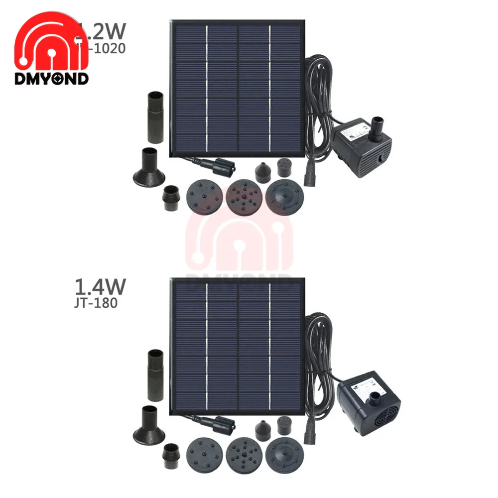 

Solar Panel Powered Water Fountain Pool Pond Garden Water Sprinkler Sprayer With Water Pump 1.2W JT-1020/1.4W JT-180