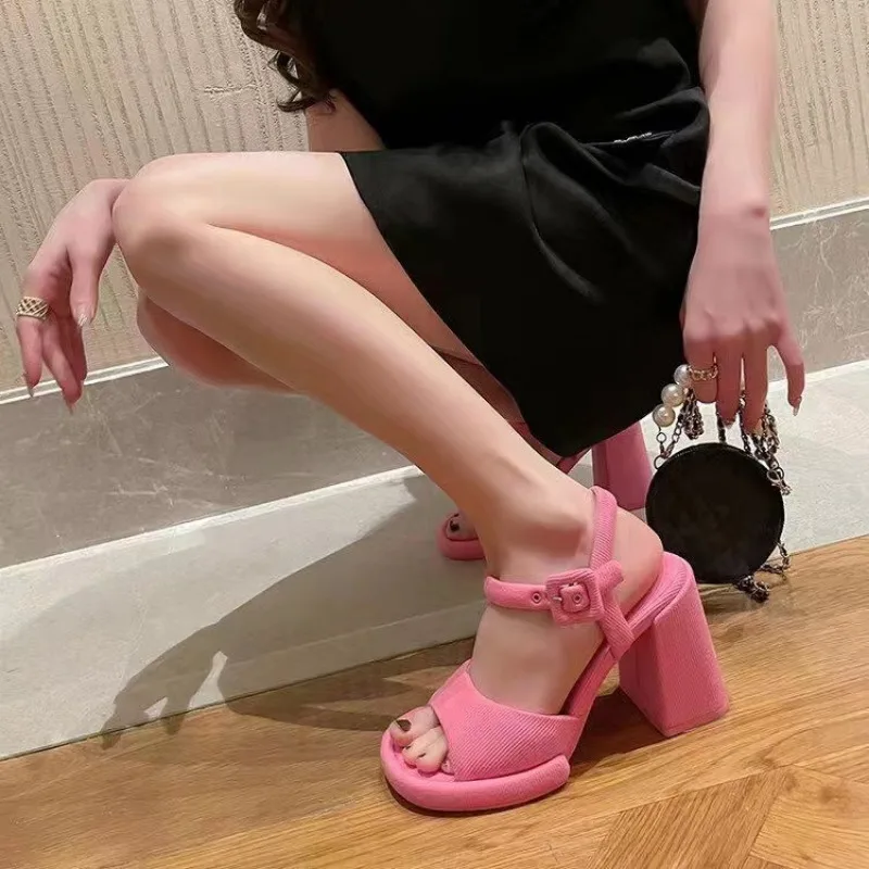 Summer Women Sandals Chunky High Heel Pink Shoes New Summer Platform Sexy Peep Toe Ankle Buckle Office Shoe Lady Cute Elegant
Summer Women Sandals Chunky High Heel Pink Shoes New Summer Platform Sexy Peep Toe Ankle Buckle Office Shoe Lady Cute Elegant