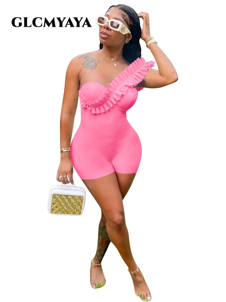GLCMYAYA Women Ruffles Spicing One Shoulder Sweetheart Neck Bodycon Stretch Skinny Romper Playsuit 2022 One Piece Set Overall
GLCMYAYA Women Ruffles Spicing One Shoulder Sweetheart Neck Bodycon Stretch Skinny Romper Playsuit 2022 One Piece Set Overall