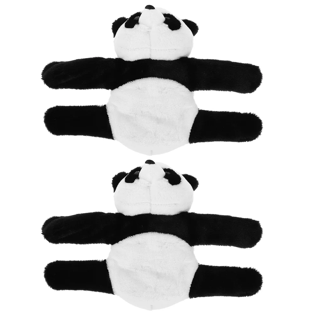 

2 Pcs Animal Slap Bracelet Wrist Bracelets Stuffed Panda Wristband Papa Circle Party Wristbands Plush Travel Wristlet Strap