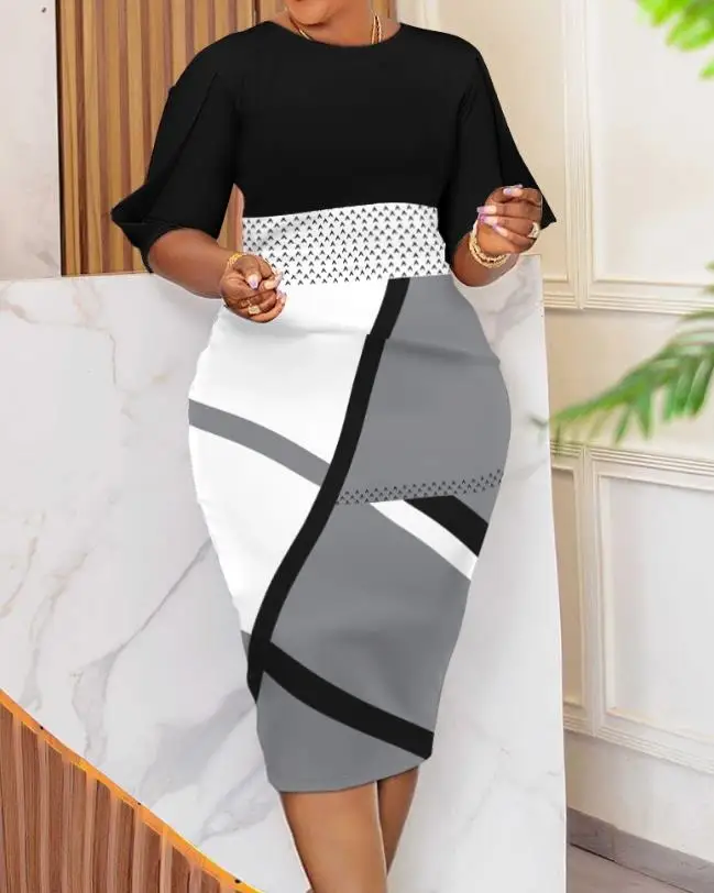 Elegant Dresses for Women Autumn 2023 New Fashion Crew Neck Geometric Print Asymmetric Sleeves Work Dress Temperament Commuting
Elegant Dresses for Women Autumn 2023 New Fashion Crew Neck Geometric Print Asymmetric Sleeves Work Dress Temperament Commuting