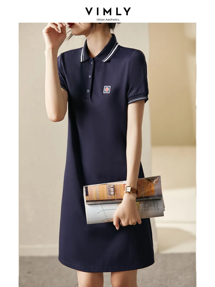 Vimly Polo Neck Casual T-shirt Dress for Women Summer Spring 2023 New In Short Sleeve Midi Length H Line Sport Dresses V3269
Vimly Polo Neck Casual T-shirt Dress for Women Summer Spring 2023 New In Short Sleeve Midi Length H Line Sport Dresses V3269