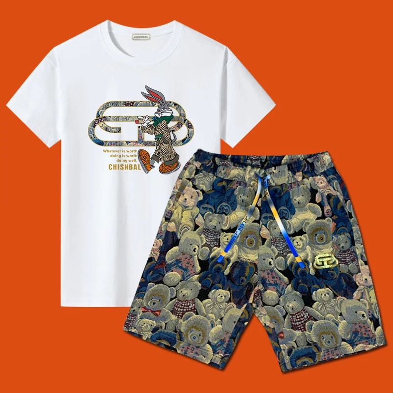 New Men's T-Shirt Shorts Set Rabbit Printed Sports Casual Short Sleeve 2 Piece Summer O Collar Oversized Trend Sportswear 2023
New Men's T-Shirt Shorts Set Rabbit Printed Sports Casual Short Sleeve 2 Piece Summer O Collar Oversized Trend Sportswear 2023