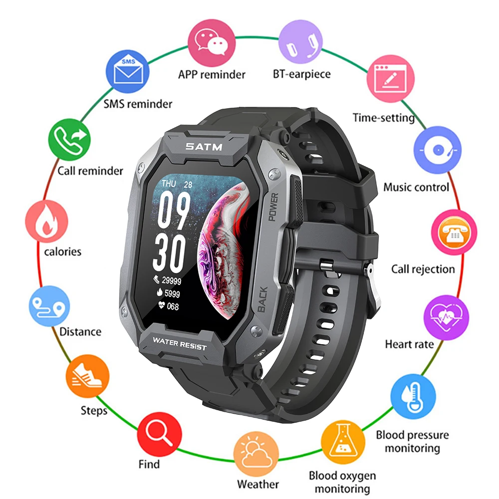 2022 Tactical Smart Watch Men Outdoor Swimming Waterproof Smartwatch 5ATM IP68 24Sport Mode Fitness Bracelet relógio inteligente
2022 Tactical Smart Watch Men Outdoor Swimming Waterproof Smartwatch 5ATM IP68 24Sport Mode Fitness Bracelet relógio inteligente