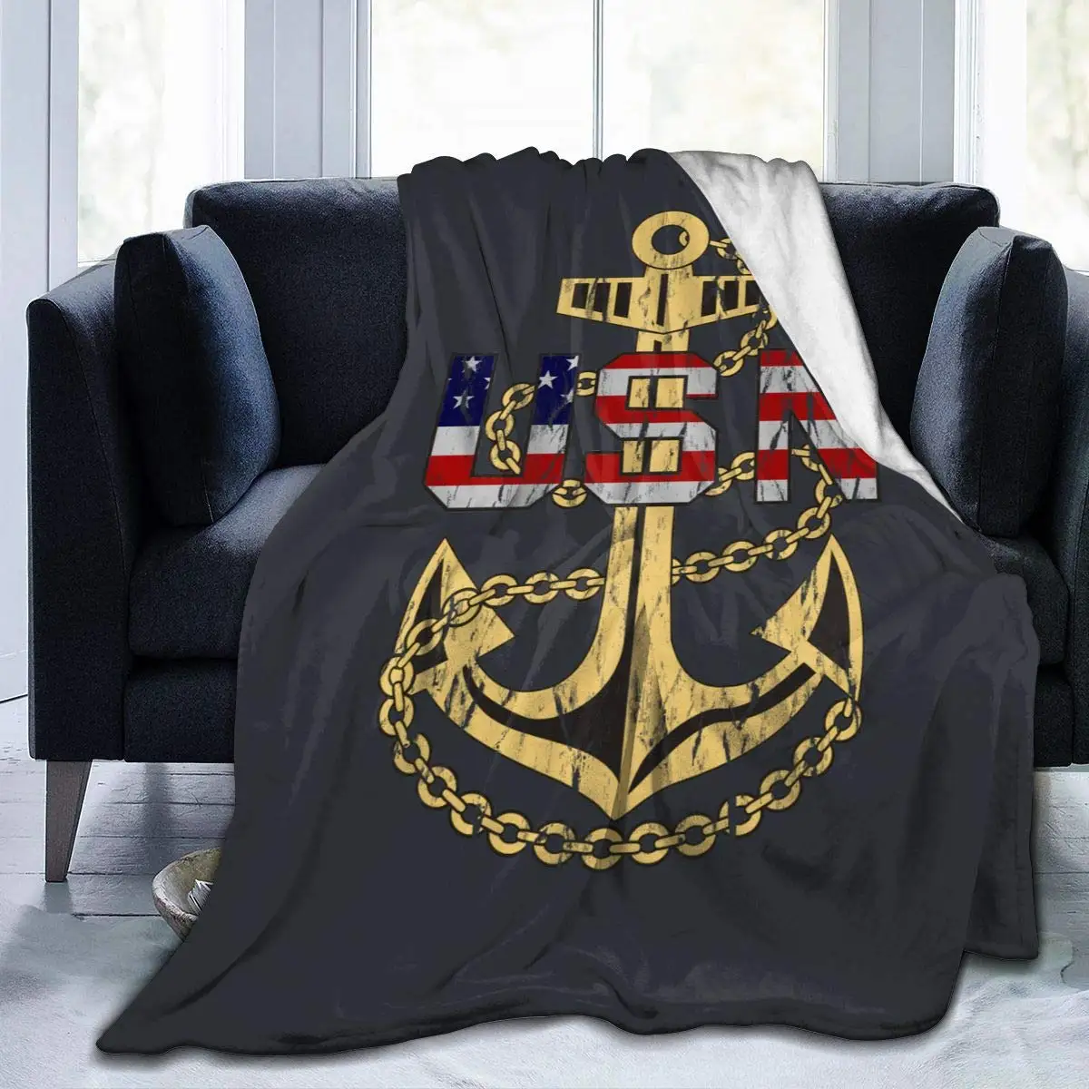 US Navy USN Anchor and Chain Fleece Blanket Throw Ultra-Soft Micro Fleece Plush Throw Blanket for Couch Bed 60x80 inch
US Navy USN Anchor and Chain Fleece Blanket Throw Ultra-Soft Micro Fleece Plush Throw Blanket for Couch Bed 60x80 inch