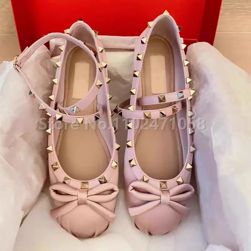 Silk Rivet Strap Women Ballet Flats Fashion Butterfly Knot Round Toe Shoes Ladies Party Genuine Leather Pumps Lolita Girl Shoes
Silk Rivet Strap Women Ballet Flats Fashion Butterfly Knot Round Toe Shoes Ladies Party Genuine Leather Pumps Lolita Girl Shoes