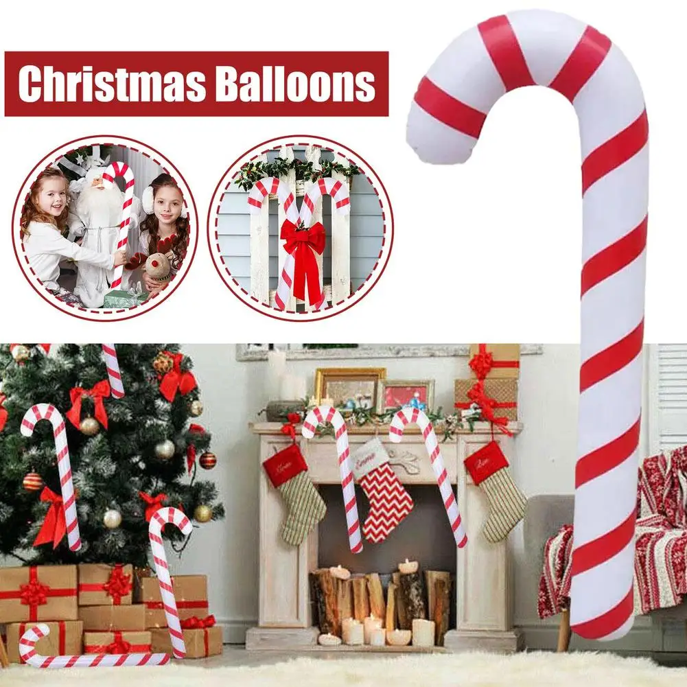 

Home Party Balloons Hanging Ornaments Crutch Balloons Cane Christmas Inflatable Toys Candy Stick Walking Santa Claus T9S1