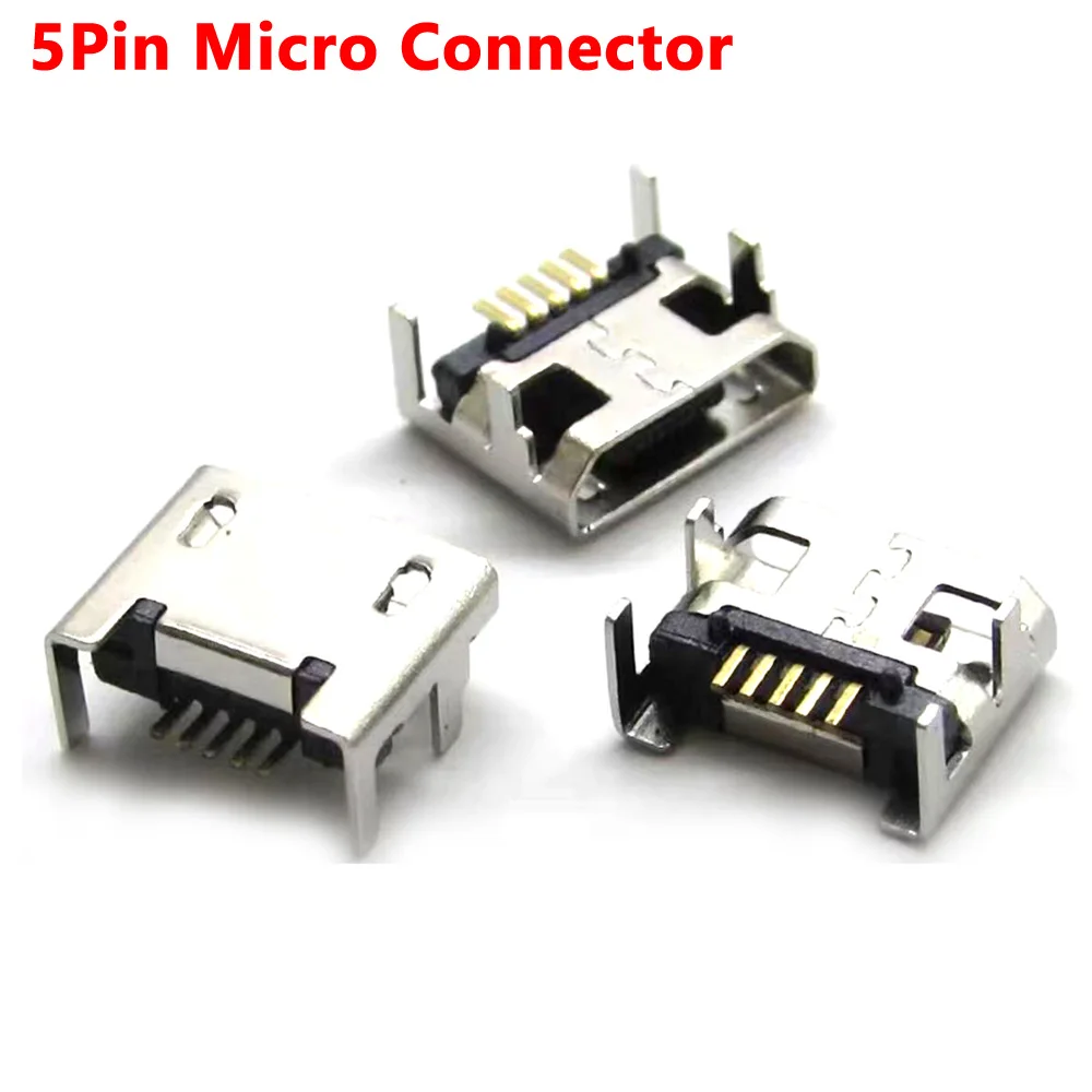 

1pcs Micro USB Connector B Type Female Jack 5Pin long ping 4 feet DIP Straight mouth For PCB Smart Machine Interface Connector