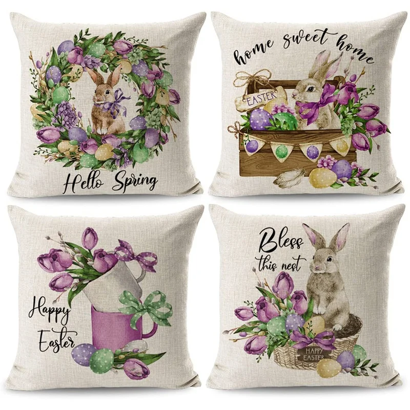 Easter Pillow Covers 18X18 Set of 4 Spring Outdoor Pillow Covers for Farmhouse Pillows Easter Home Decorations 
Easter Pillow Covers 18X18 Set of 4 Spring Outdoor Pillow Covers for Farmhouse Pillows Easter Home Decorations