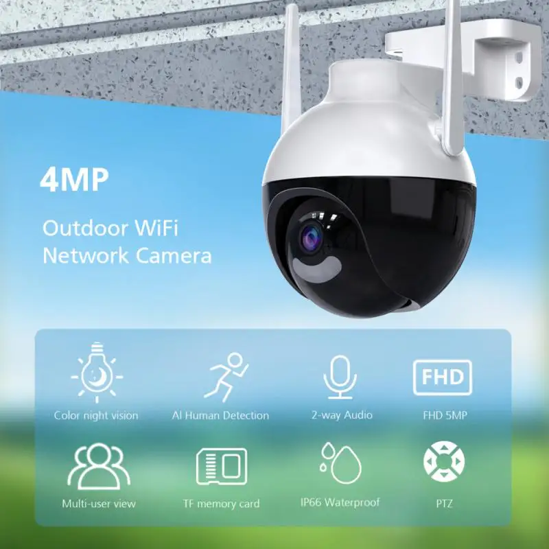 4MP Outdoor WiFi Camera Wireless IP Camera CCTV Smart Home Surveillance Camera Waterproof Security Protection Video Monitor IPTV
4MP Outdoor WiFi Camera Wireless IP Camera CCTV Smart Home Surveillance Camera Waterproof Security Protection Video Monitor IPTV