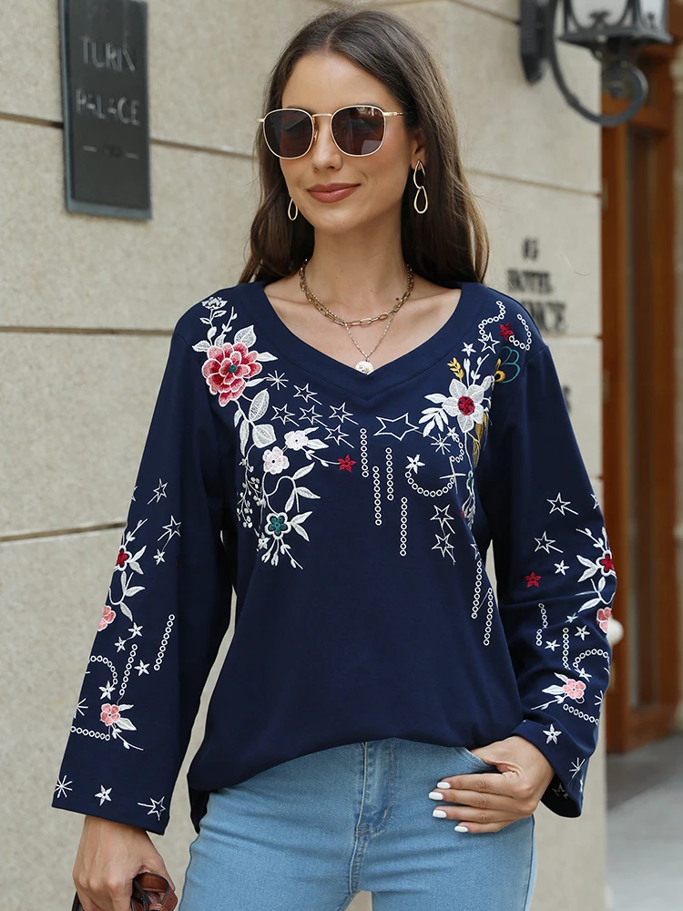 KHALEE YOSE Navy Floral Embroidery Blouse Shirt Cotton Summer Mexican Shirt Long Sleeve Women 2xl 3XL Ethnic Ladies Shirt Tops
KHALEE YOSE Navy Floral Embroidery Blouse Shirt Cotton Summer Mexican Shirt Long Sleeve Women 2xl 3XL Ethnic Ladies Shirt Tops