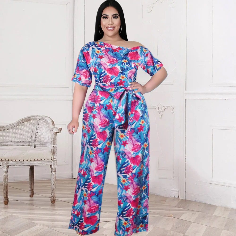 Plus Size Jumpsuit One Shoulder Short Sleeve Irregular Print Loose Fashion Casual Large Waistband Women's Jumpsuit Body Suit
Plus Size Jumpsuit One Shoulder Short Sleeve Irregular Print Loose Fashion Casual Large Waistband Women's Jumpsuit Body Suit