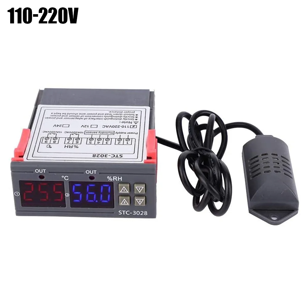 

12V/24V/110V-220V STC-3028 Digital Thermostat Thermometer Hygrometer Temperature Humidity Controller Regulator For Refrigeration