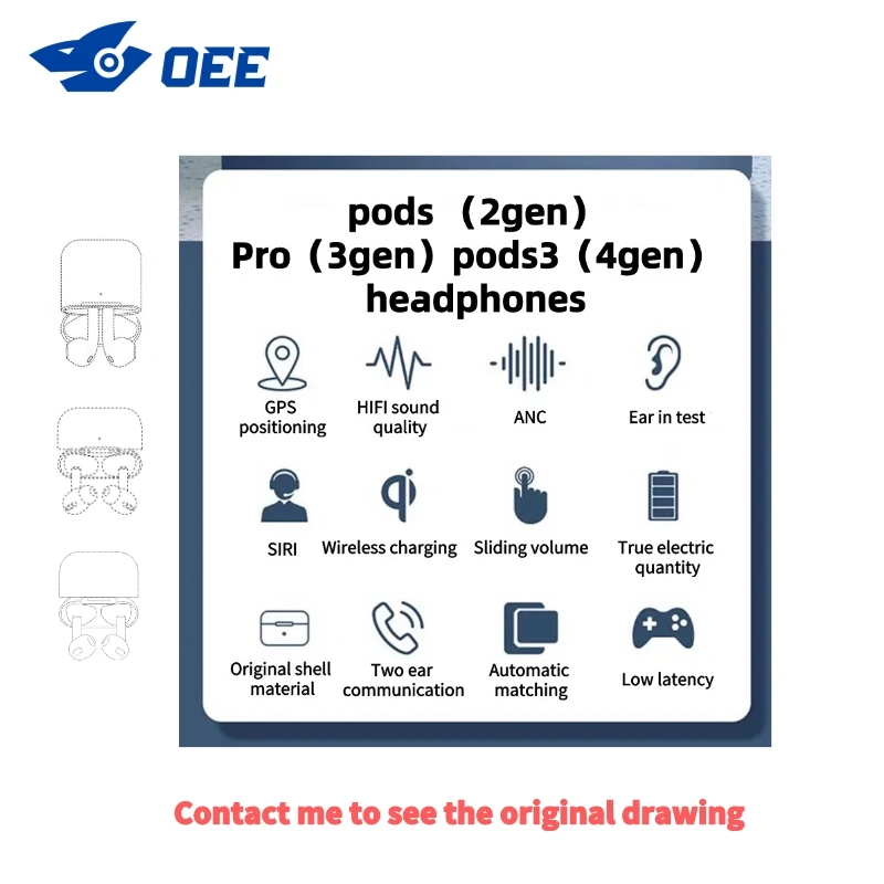 Wireless Bluetooth Headphones Pods (2nd Gen) Pro (3rd Gen) Pods3 (4th Generation)
Wireless Bluetooth Headphones Pods (2nd Gen) Pro (3rd Gen) Pods3 (4th Generation)