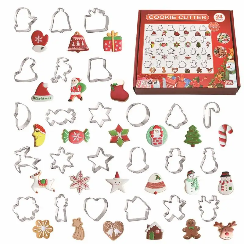 Christmas Cookie Cutters 24 Pieces Holiday Cookie Molds Christmas Tree Reindeer Santa Bell Snowflake Gingerbread Cookie Cutters
Christmas Cookie Cutters 24 Pieces Holiday Cookie Molds Christmas Tree Reindeer Santa Bell Snowflake Gingerbread Cookie Cutters