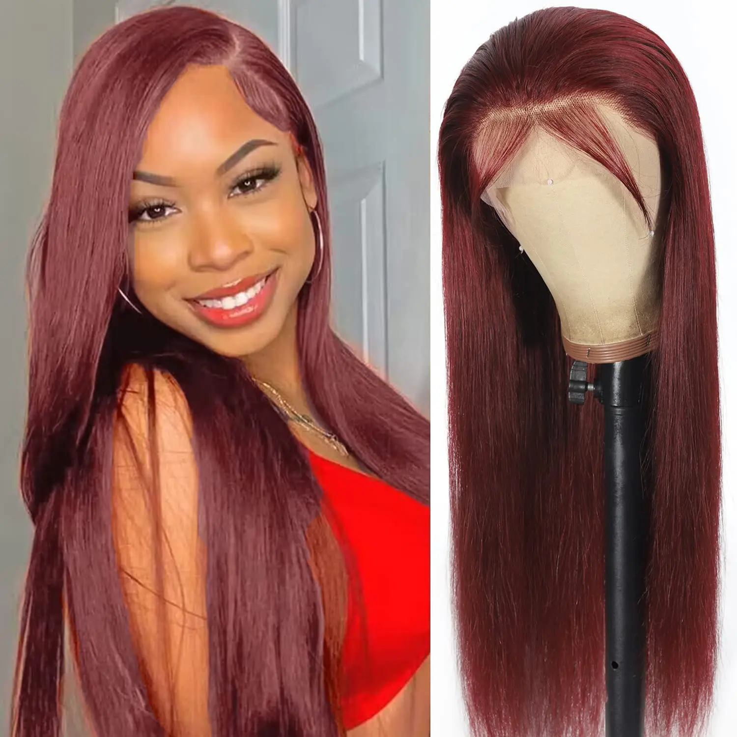 13x4 99J Burgundy Lace Front Wigs Human Hair for Black Women Straight Wig Pre Plucked with Baby Hair Wine 34 36 Inch Red Colored
13x4 99J Burgundy Lace Front Wigs Human Hair for Black Women Straight Wig Pre Plucked with Baby Hair Wine 34 36 Inch Red Colored