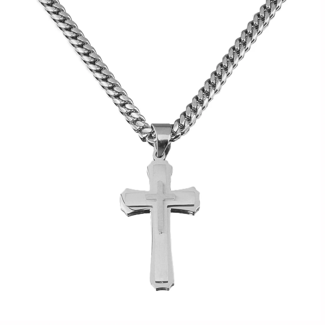 New Silver Color Cross Men Pendant Necklace Fashion Miami Chain Chokers 316L Stainless Steel Minimalist Jewelry 3mm 24inch
New Silver Color Cross Men Pendant Necklace Fashion Miami Chain Chokers 316L Stainless Steel Minimalist Jewelry 3mm 24inch