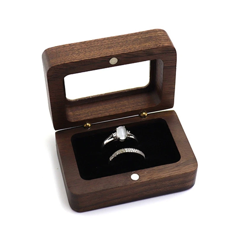 Rectangle Walnut Wood Ring Box Jewelry Wooden Holder Organizer Case with Soft Velvet Interior for Proposal Engage Dating
Rectangle Walnut Wood Ring Box Jewelry Wooden Holder Organizer Case with Soft Velvet Interior for Proposal Engage Dating