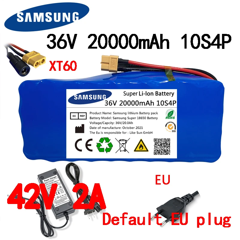 36V Battery Pack 18650 battery 10S4P 20Ah battery pack high power battery 42V 20000mAh Ebike electric bike BMS+42V2A Charger 
36V Battery Pack 18650 battery 10S4P 20Ah battery pack high power battery 42V 20000mAh Ebike electric bike BMS+42V2A Charger