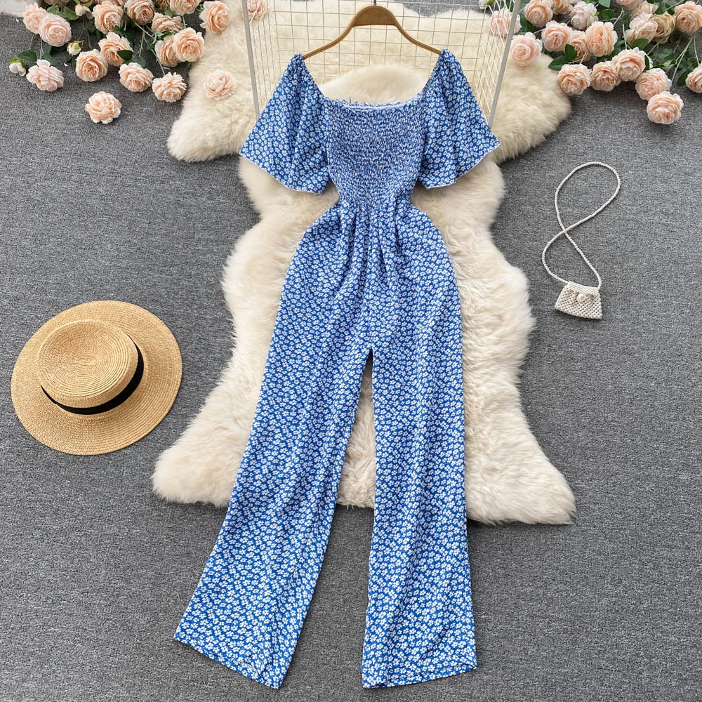 Summer New Korean Chic Women Flower Print Square Collar Casual One-piece Wide Leg Jumpsuits Fashion Short Sleeve Overalls E263
Summer New Korean Chic Women Flower Print Square Collar Casual One-piece Wide Leg Jumpsuits Fashion Short Sleeve Overalls E263