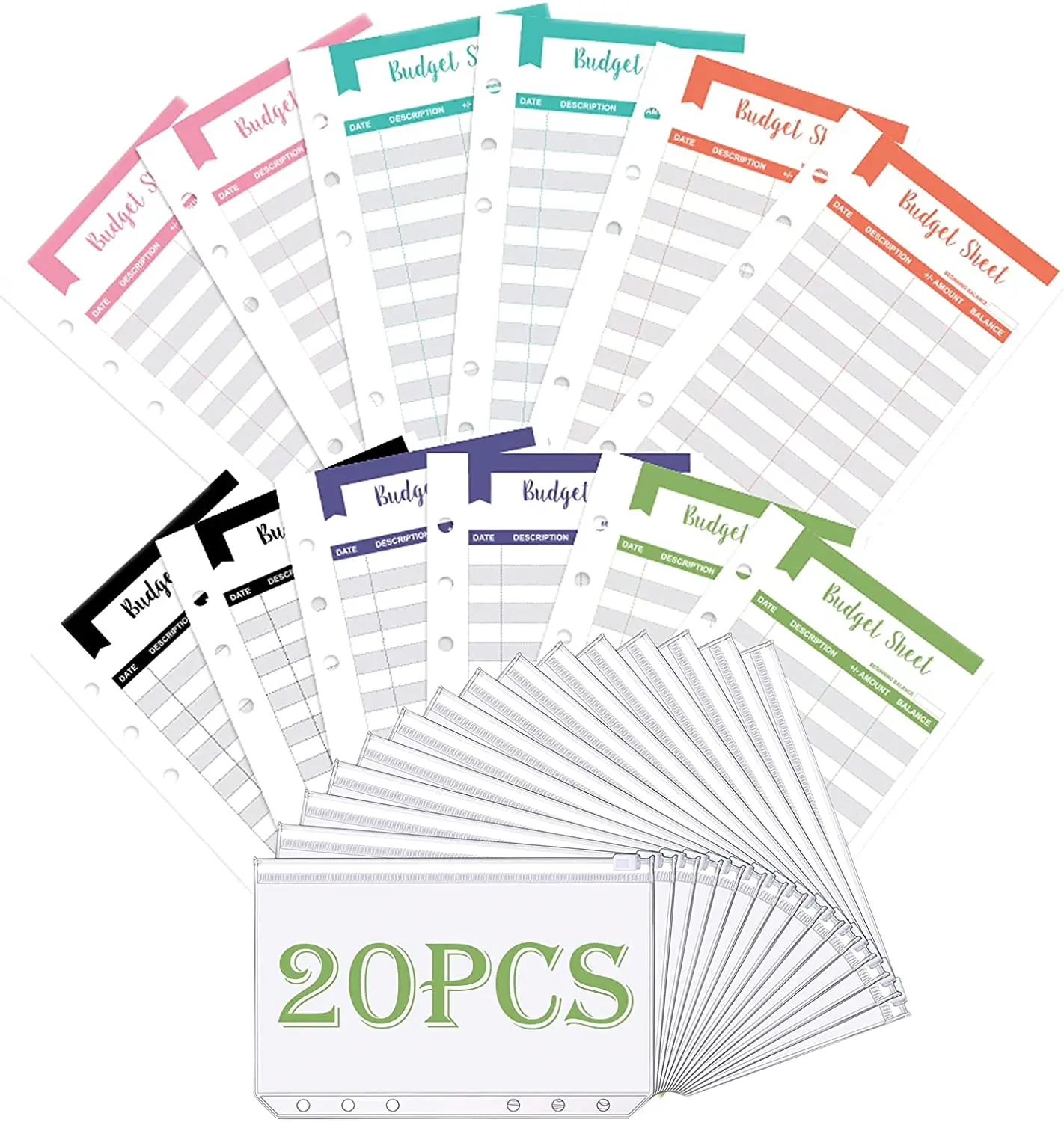 A6 6 Holes Clear Poly Zipper Binder Pockets Waterproof PVC Pouch with 12PCS Budget Sheets Expense Trackers for Budget Planners
A6 6 Holes Clear Poly Zipper Binder Pockets Waterproof PVC Pouch with 12PCS Budget Sheets Expense Trackers for Budget Planners