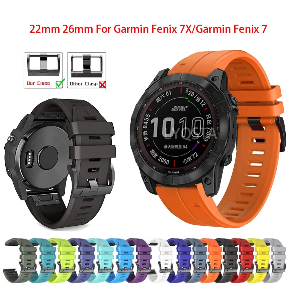 

22 26MM Watchband Strap For Garmin Fenix 7X 7 5 5X 3HR 6X 6 Pro 935 Smart Watch Quick Release Silicone Easyfit Wrist Band Correa