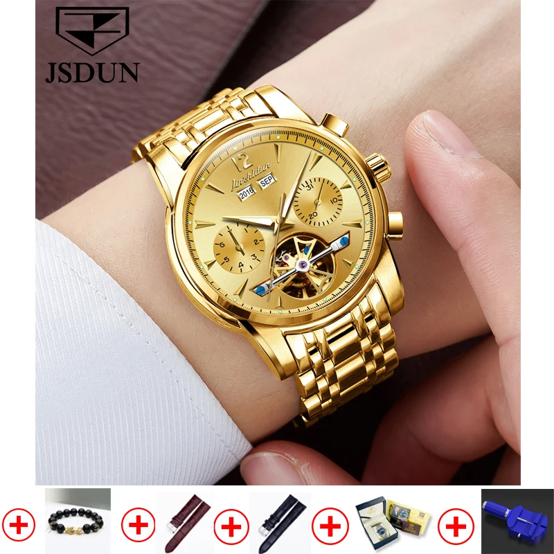 JSDUN Luxury Men's Automatic Watch Skeleton Tourbillon Mechanical Watch Fashion Luminous Waterproof Sapphire Men's Watch
JSDUN Luxury Men's Automatic Watch Skeleton Tourbillon Mechanical Watch Fashion Luminous Waterproof Sapphire Men's Watch