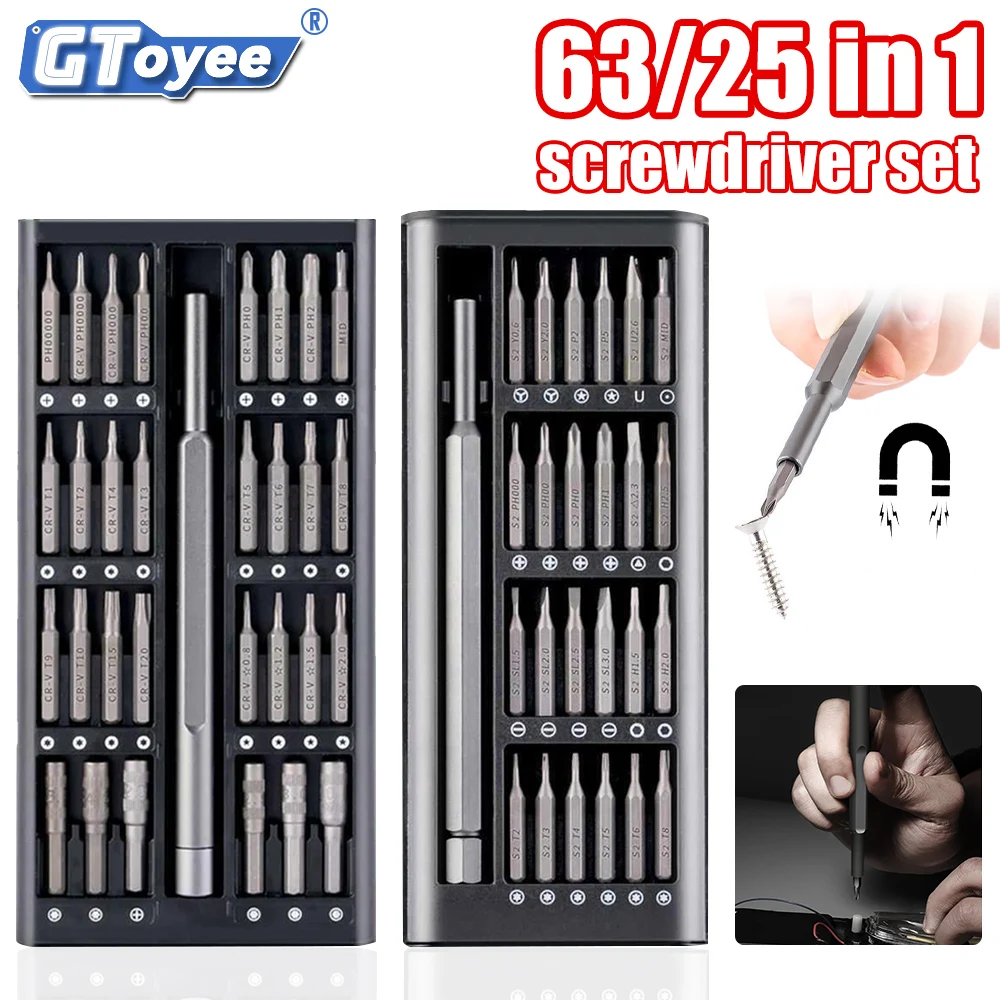 63/25 in 1 Screwdriver Set Precision Magnetic Screw Driver Torx Hex Bits With Handle For Xiaomi Computer Iphone Repair Tools Kit
63/25 in 1 Screwdriver Set Precision Magnetic Screw Driver Torx Hex Bits With Handle For Xiaomi Computer Iphone Repair Tools Kit