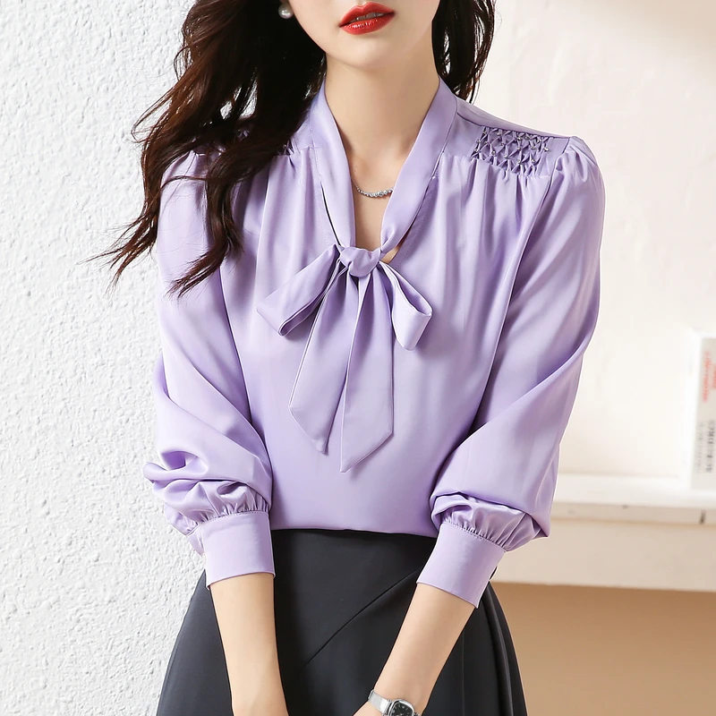 Elegant Pretty Cheap Women's Blouse Korean Style Tops Casual Long Sleeve Purple Shirt Modest Loose Office Female Clothing 24547
Elegant Pretty Cheap Women's Blouse Korean Style Tops Casual Long Sleeve Purple Shirt Modest Loose Office Female Clothing 24547