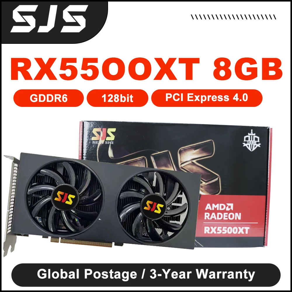 

SJS RX5500XT 8G Graphics Card GDDR6 RX 5500 XT 8GB 128bit DP*3 HDMI*1 1750MHz Video Card Mining Gaming AMD GPU placa de video