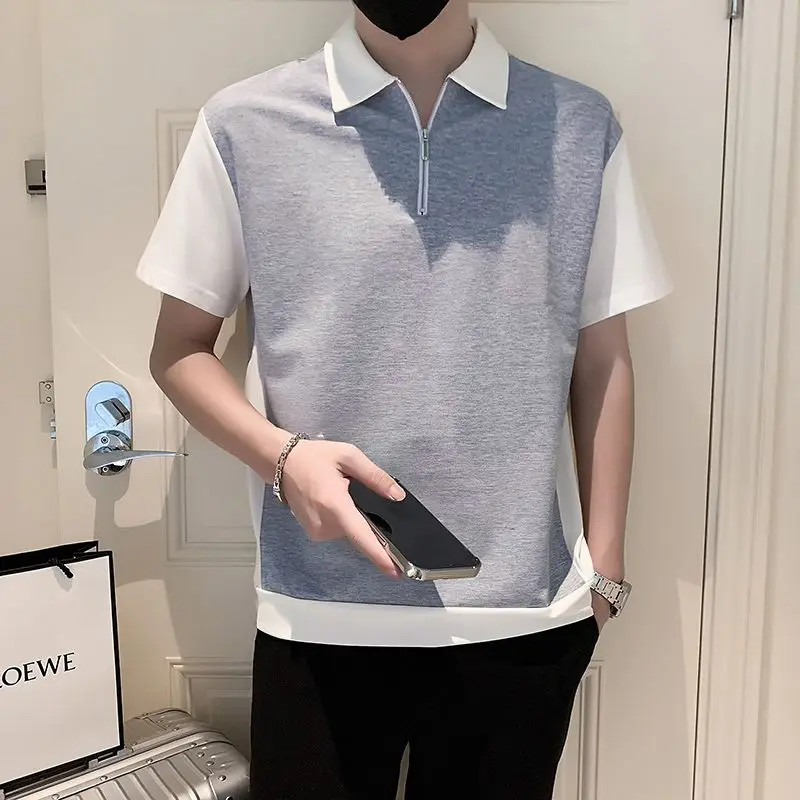 New Style Men'S Summer Trend Oversized Loose Ice Silk Short Sleeved Patchwork Polo Shirt Korean Fashion Breathable Lapel Top Y51
New Style Men'S Summer Trend Oversized Loose Ice Silk Short Sleeved Patchwork Polo Shirt Korean Fashion Breathable Lapel Top Y51