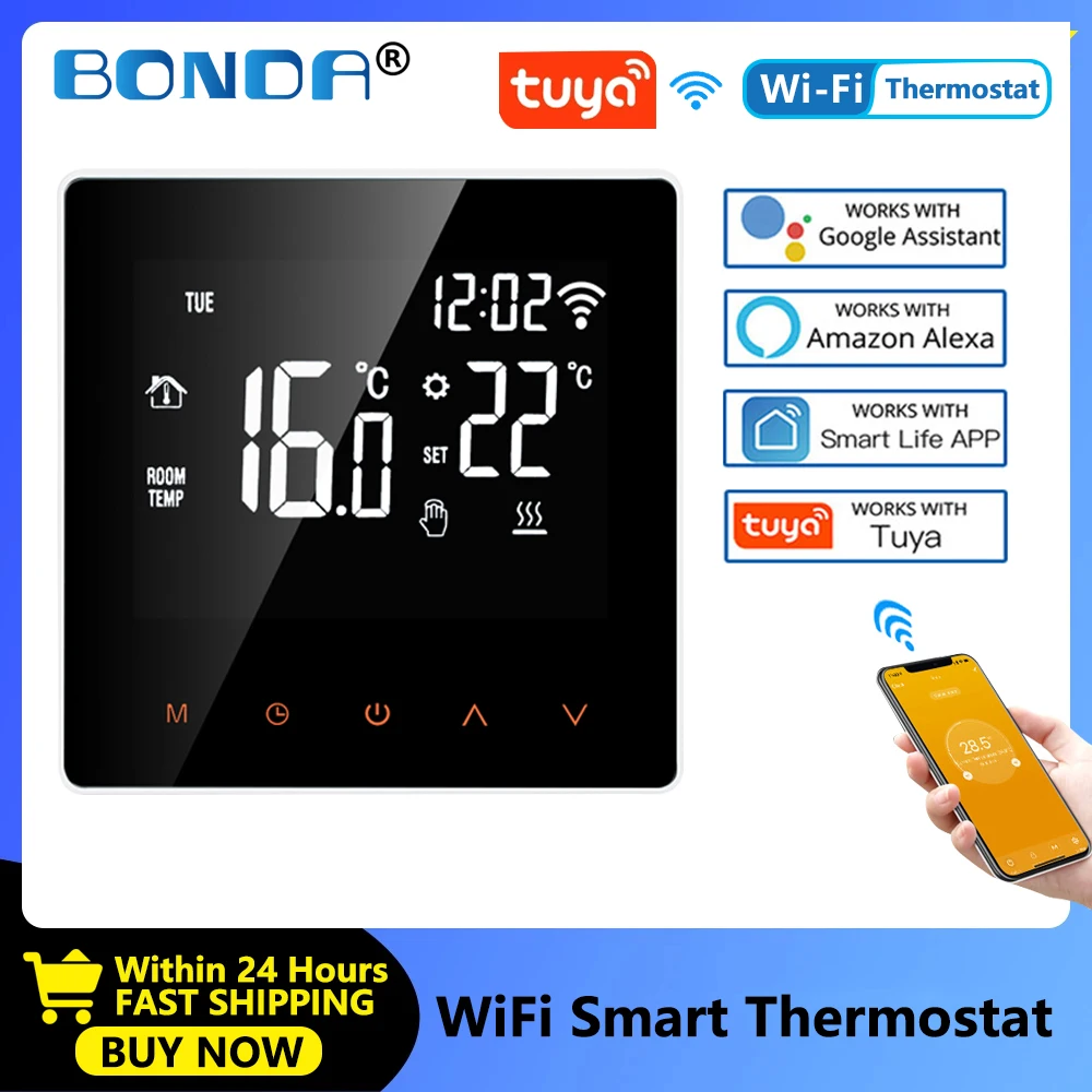 BONDA Floor Wifi Thermostat Temperature Controler Tuya Smart Life Home Electric Heating Water/Gas Boiler For Google Home Alexa
BONDA Floor Wifi Thermostat Temperature Controler Tuya Smart Life Home Electric Heating Water/Gas Boiler For Google Home Alexa