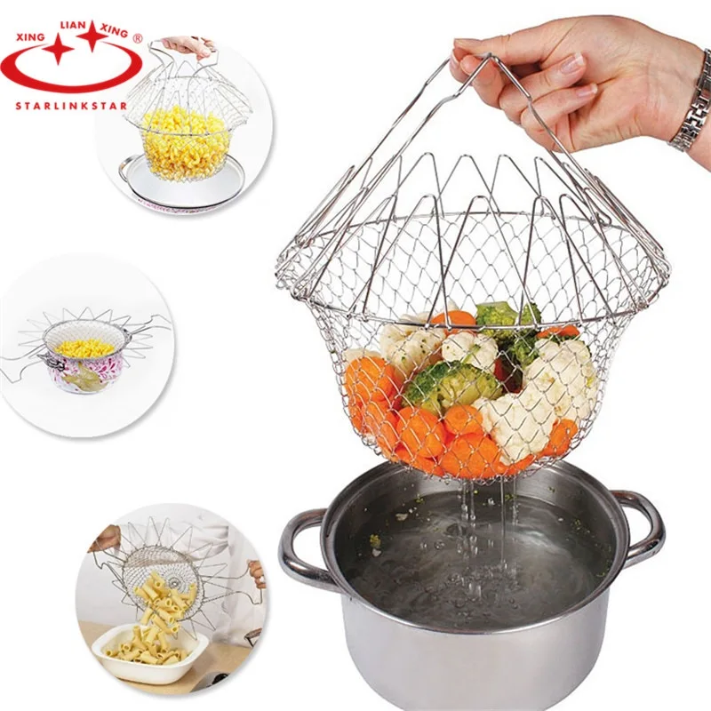 kitchen multifunctional frying basket stainless steel folding drain basket household french fries kitchen artifact
kitchen multifunctional frying basket stainless steel folding drain basket household french fries kitchen artifact