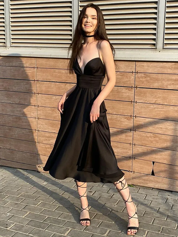 Satin Summer Women's Prom Dress Elegant Suspenders Slim Robe Backless Sexy Party Dresses for Women Black Fashion Femme Vestidos
Satin Summer Women's Prom Dress Elegant Suspenders Slim Robe Backless Sexy Party Dresses for Women Black Fashion Femme Vestidos
