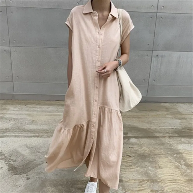 Elegant Cotton Linen Shirt Dresses Women 2022 Summer Casual Short Sleeve Lapel Button Maxi Dress Boho Beach Sundress Vestidos
Elegant Cotton Linen Shirt Dresses Women 2022 Summer Casual Short Sleeve Lapel Button Maxi Dress Boho Beach Sundress Vestidos