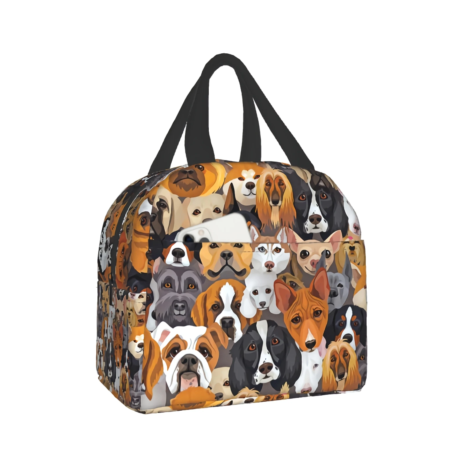 Изоляционная переносная сумка для еды с собакой и животными на молнии и передним карманом для женщин, мужчин, детей, пикника 
Изоляционная переносная сумка для еды с собакой и животными на молнии и передним карманом для женщин, мужчин, детей, пикника