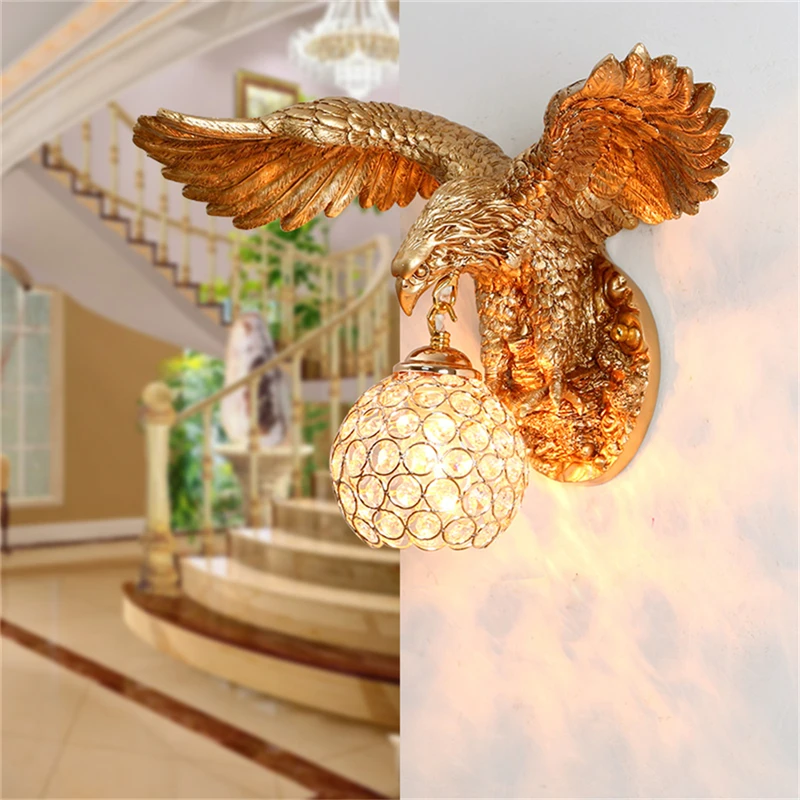 Modern E27 Resin Eagle Art Decor Sconce Lamp Gold Glass LED Wall Lights Living Room Corridor Wall Balcony Home Lights Fixtures
Modern E27 Resin Eagle Art Decor Sconce Lamp Gold Glass LED Wall Lights Living Room Corridor Wall Balcony Home Lights Fixtures