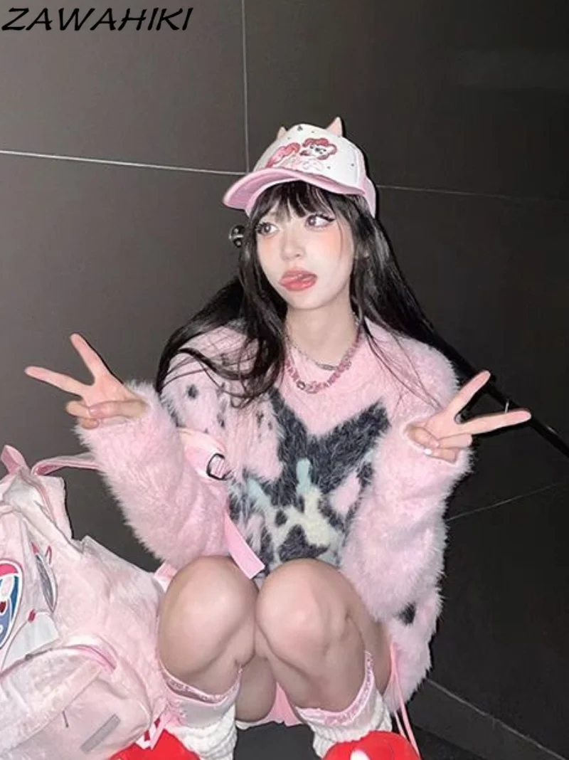 Kawaii Cartton Embroidery Gothic Streetwear Pink Loose Sweater Women Punk Harajuku Hip Hop E-girl Pullover Knitwear Women Top
Kawaii Cartton Embroidery Gothic Streetwear Pink Loose Sweater Women Punk Harajuku Hip Hop E-girl Pullover Knitwear Women Top