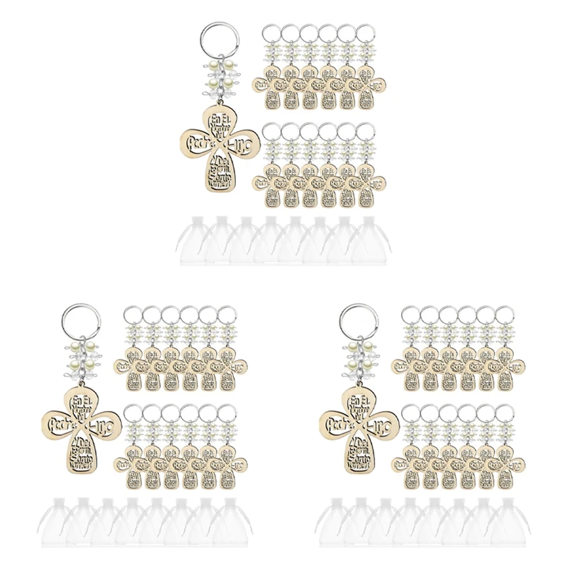 60Pcs Baptism Favor Keychain Cross Wooden Key Ring Christening Wood Design Key Ring With Bag For First Communion
60Pcs Baptism Favor Keychain Cross Wooden Key Ring Christening Wood Design Key Ring With Bag For First Communion