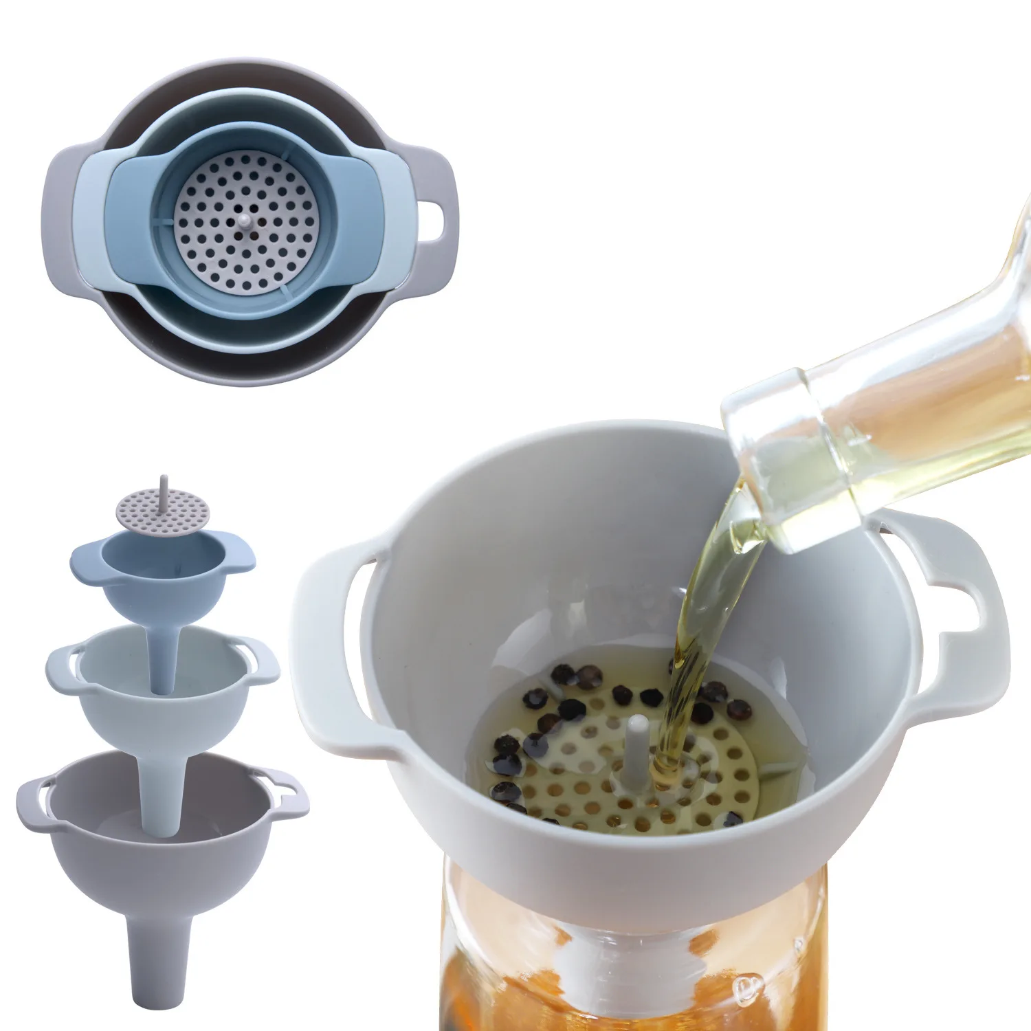 4 in1 Kitchen Multi-function Funnel Set Oil Spill Liquid Sub-filling Filter Kitchen Accessories
4 in1 Kitchen Multi-function Funnel Set Oil Spill Liquid Sub-filling Filter Kitchen Accessories