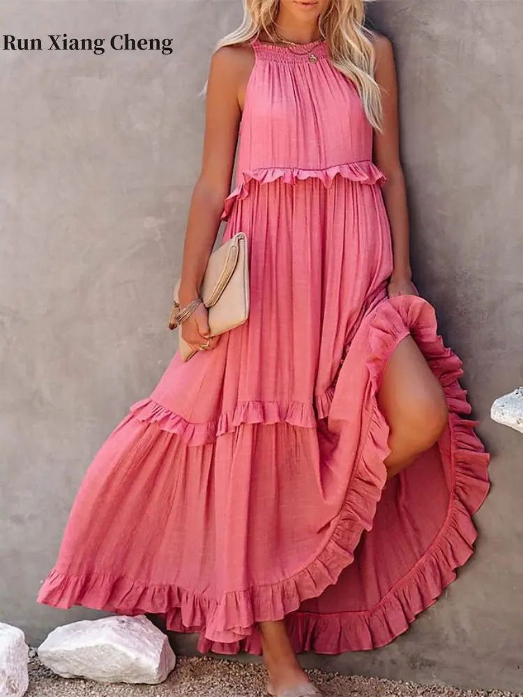 Women's Dress 2023 Summer New Fashion Holiday Chic and Elegant Flounced Long Dress Beach Skirt Loose Halter Neck Maxi Sundress
Women's Dress 2023 Summer New Fashion Holiday Chic and Elegant Flounced Long Dress Beach Skirt Loose Halter Neck Maxi Sundress