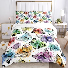 Cartoon Butterfly HD Print Polyester Bedding Sets，girl、Kids or Adults for Beds Quilt Cover Pillowcase King Size Bedding Set