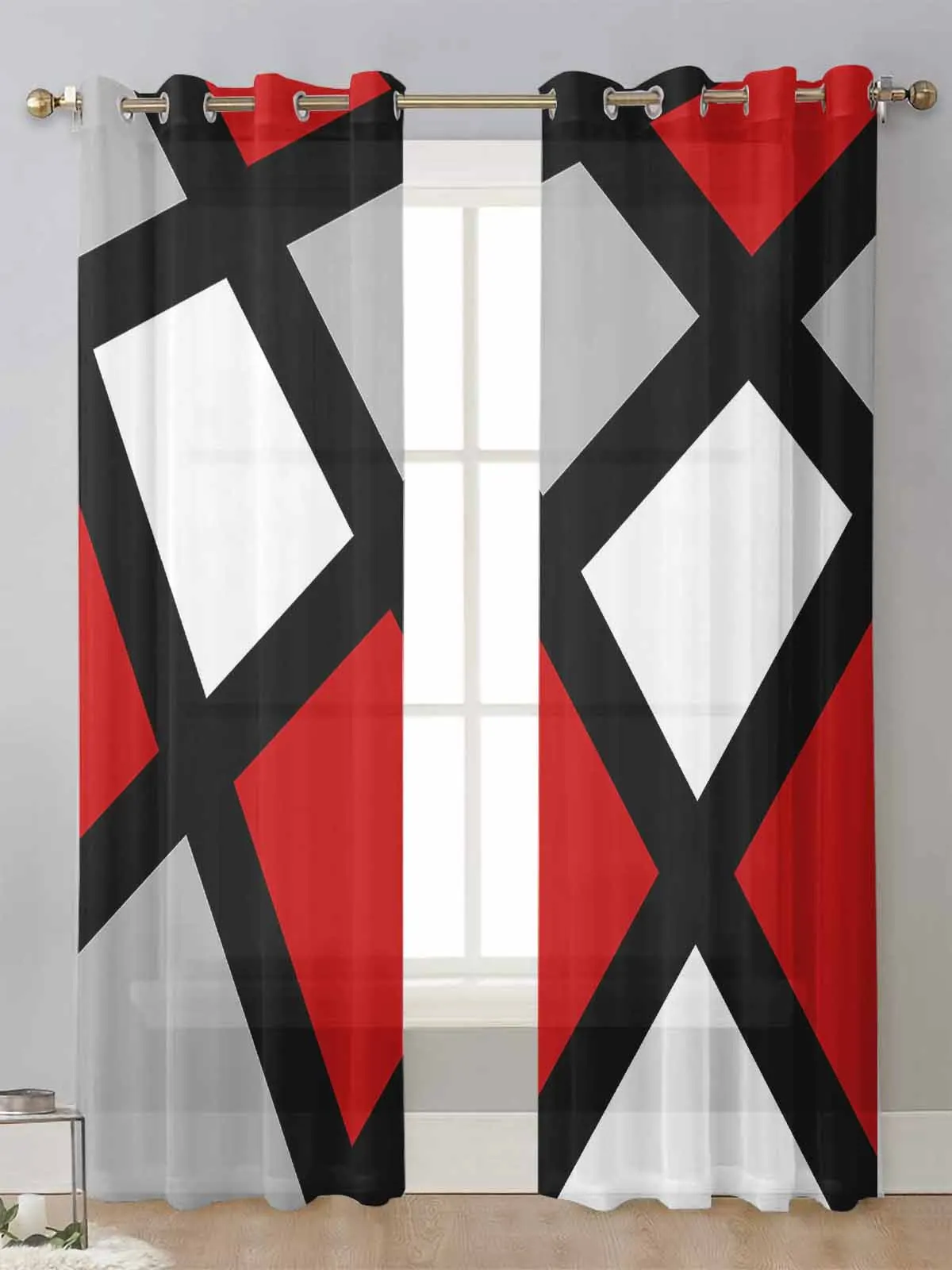 Red Black Gray Geometric Square Sheer Curtains For Living Room Window Transparent Voile Tulle Curtain Cortinas Drapes Home Decor
Red Black Gray Geometric Square Sheer Curtains For Living Room Window Transparent Voile Tulle Curtain Cortinas Drapes Home Decor