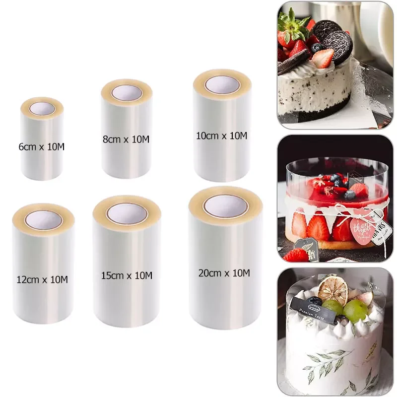 

10M Acetate Roll Cake Collar Transparent Mousse Cake Surround Film for Chocolate Mousse Cake Decoration