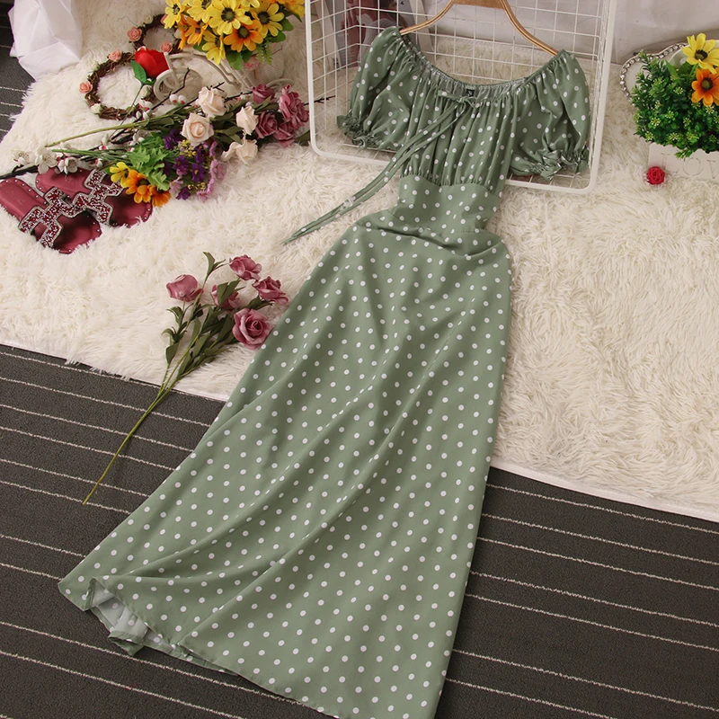French Chic Summer Dress V-Neck Dot Print Lace-Up Dresses Y2K Female Puff Sleeve A-line Long Vestidos Women Clothes Dropshipping
French Chic Summer Dress V-Neck Dot Print Lace-Up Dresses Y2K Female Puff Sleeve A-line Long Vestidos Women Clothes Dropshipping