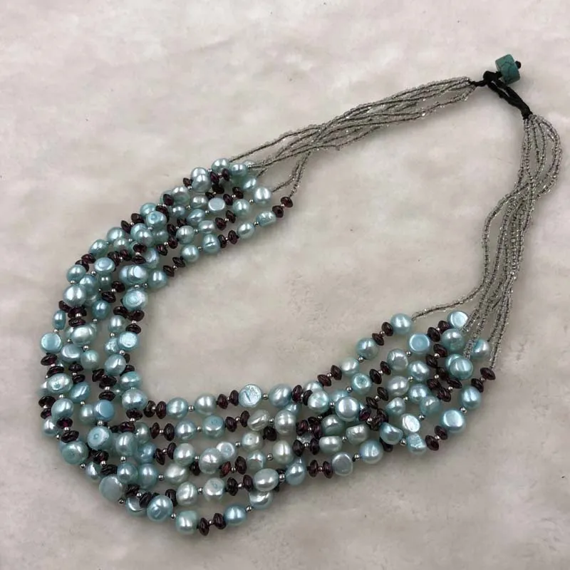 ELEISPL JEWELRy 48cm 6rows Blue Freshwater Pearls Necklace Original Clasp #501-14
ELEISPL JEWELRy 48cm 6rows Blue Freshwater Pearls Necklace Original Clasp #501-14